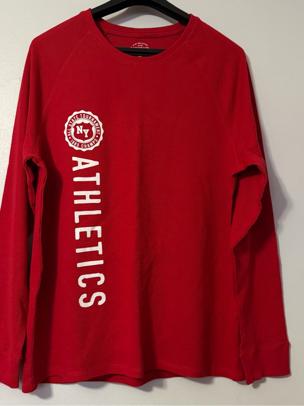 Men's Red Long-Sleeve 'Athletics' Crew Shirt